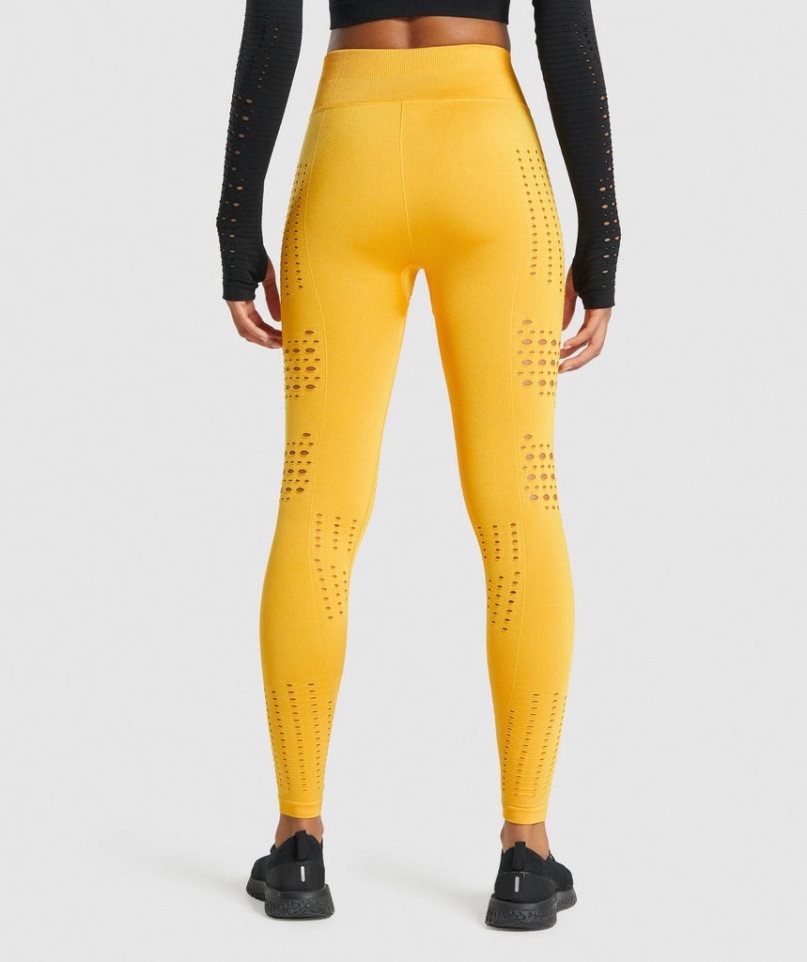 Women's Gymshark Glow Seamless Leggings Yellow | NZ 5IJEOZ